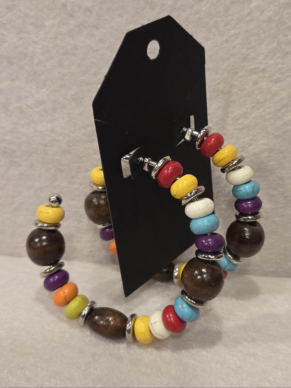 Colorful Beaded Hoop Earrings - Multicolor